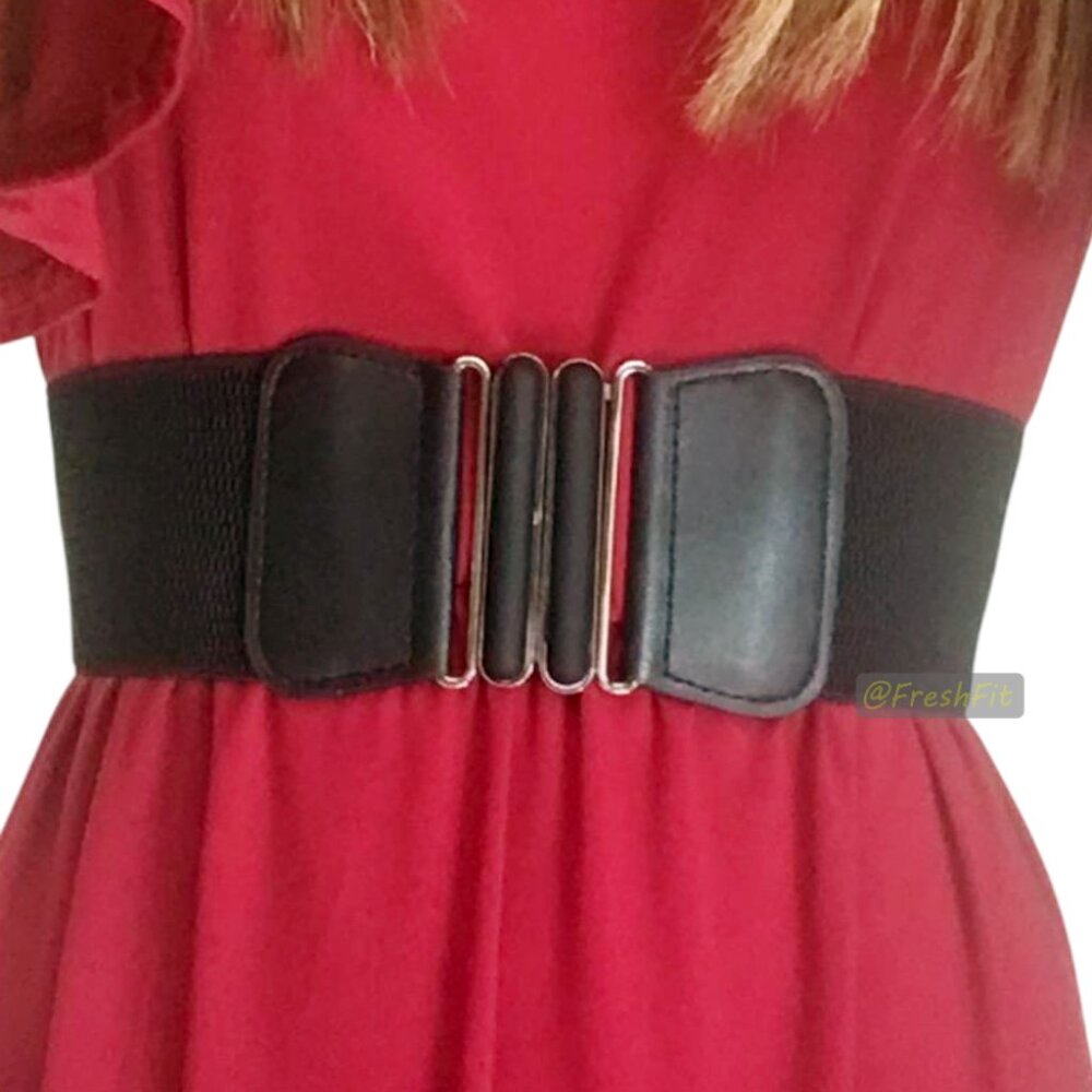 🆕 Wide Black Elastic Waist Belt